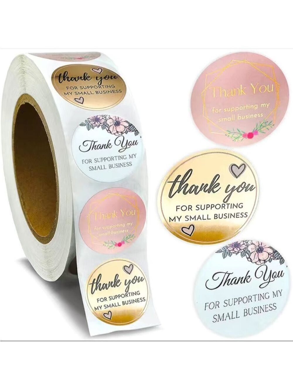 500 Roll Thank You Gold Foil Stickers 1 inch